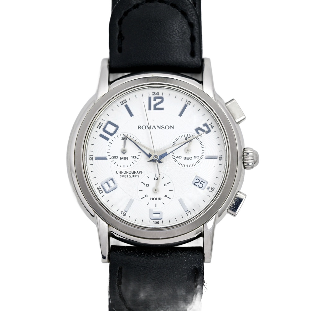 Romanson Swiss Quartz Chronograph White Dial Men's Wrist Watch 38mm
